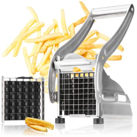 Coupe-frites avec ventouse anti-dérapant dans boîte blanche pour cuisine rapide et sécurisée