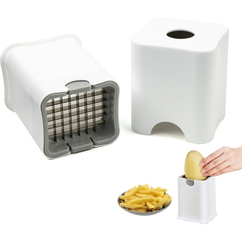 Coupe Frites Manuel, Decoupe Frite Rapide avec Grilles de Coupe en Acier Inoxydable, Coupe Légumes Multifonctions pour Pommes de Terre, Carottes,