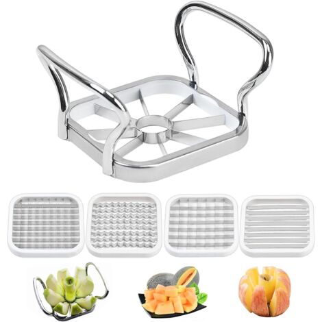 Coupe-Frites Manuel en Acier Inoxydable 5-en-1 pour Pommes de Terre, Carottes, Oignons et Fruits – Découpe Précise et Rapide