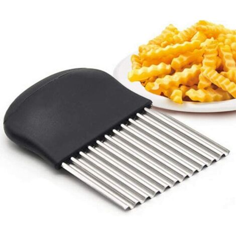 Coupe-frites ondulés multifonction en acier inoxydable pour légumes et oignons Noir