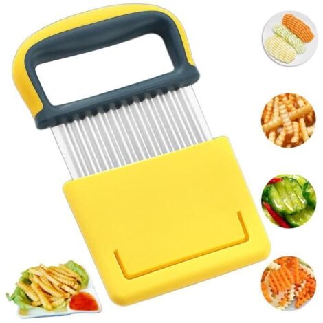 Coupe-Frites,Cutter de Pommes de Terre Manuel,Couteau Lame Ondulée,Couteau de Tranches de Patate,Déchiqueteuse de Pommes de Terre