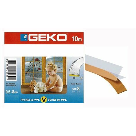Coupe-froid adhésif GEKO pour fenêtre/porte coulissante type "V" 10mx22mm transparent