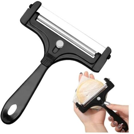 Coupe Fromage, avec Rouleau et 3 fil de Coupe, épaisseur de Coupe Variable, pour Fromage et Beurre, Coupe Roulée, Aluminium Noir