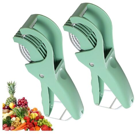 Coupe-Fruits,Trancheuse À Banane,Coupe-Salade De Fruits Multifonctionnel,Éplucheur De Salade De Fruits Et Légumes - Outils De Cuisine Pour Banane, Saucisse,Fraise,Raisin,Vert,2 Pièces [Classe Énergéti