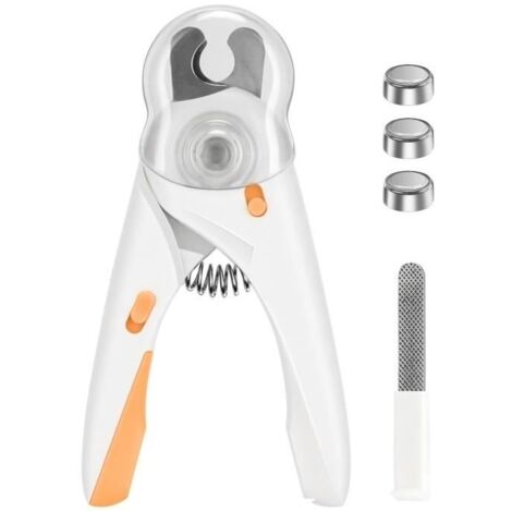 Coupe Griffes Chat, Coupe Ongle Chien avec Éclairage LED, Protection de Sécurité, Lime a Ongles et Protection Anti Éclaboussures
