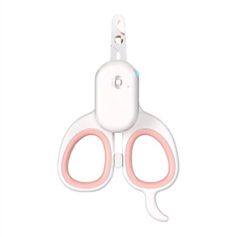 Coupe Griffes pour Chat, Multifonction Coupe-Ongles Professionnels pour Chiot & Petit Animal, Ciseaux Acier Inoxydable, Équipé d'une lumière LED Haute luminosité et d'une lumière UV (Rose)
