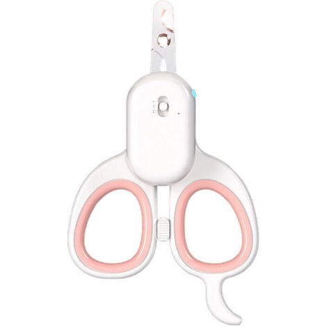 Coupe Griffes pour Chat, Multifonction Coupe-Ongles Professionnels pour Chiot & Petit Animal, Ciseaux Acier Inoxydable, Équipé d'une lumière LED Haute luminosité et d'une lumière UV (Rose)
