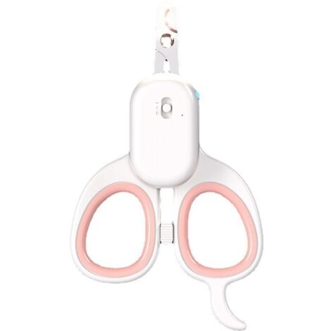 Coupe Griffes pour Chat, Multifonction Coupe-Ongles Professionnels pour Chiot & Petit Animal, Ciseaux Acier Inoxydable, équipé d'une lumière LED Haute luminosité et d'une lumière UV (Rose)