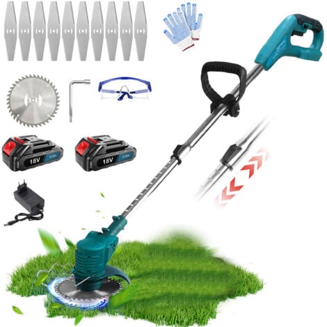 PEDONY Coupe-herbe sans fil, 2x batterie, coupe-herbe, coupe-bordure de jardin, 1x chargeur, Compatible avec le chargeur Makita