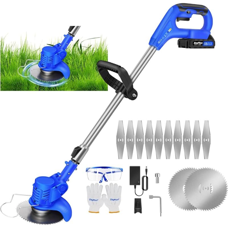 Lucn - Coupe-Herbe sans Fil avec Batterie et Lames en métal Coupe-Herbe électrique Puissant Coupe-Herbe de Jardin Coupe-Bordures Coupe-Mauvaises