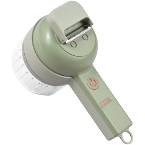 Coupe-Légumes Électrique 4 en 1 Portable avec Charge USB - Capacité 1200mAH, ABS+PC Alimentaire, Vert - Pour Oignon, Gingembre, Carotte