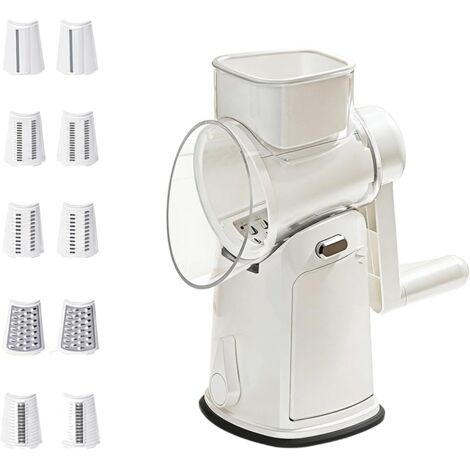Coupe-légumes ergonomique à manivelle en acier inoxydable, un outil de cuisine qui accélère la cuisson.