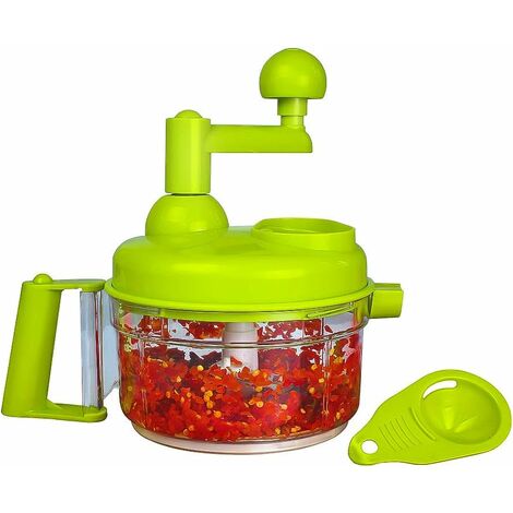 Coupe-légumes manuel Robot culinaire 8 en 1 - Hachoir, mélangeur, mélangeur, fouet, séparateur d'œufs, hachoir, broyeur, dés avec récipient transparent 1200 ml sans BPA