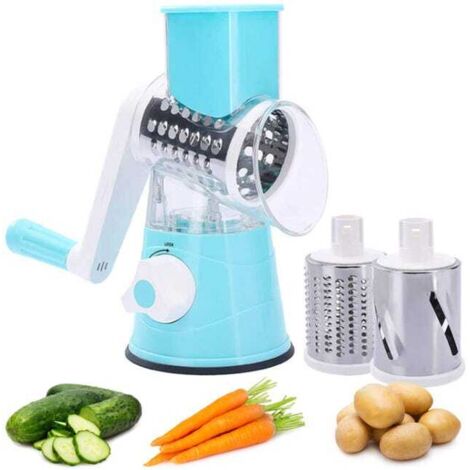 Coupe-légumes multifonctionnel à tambour, râpe manuelle, trancheuse à pommes de terre, machine à fromage, bleu