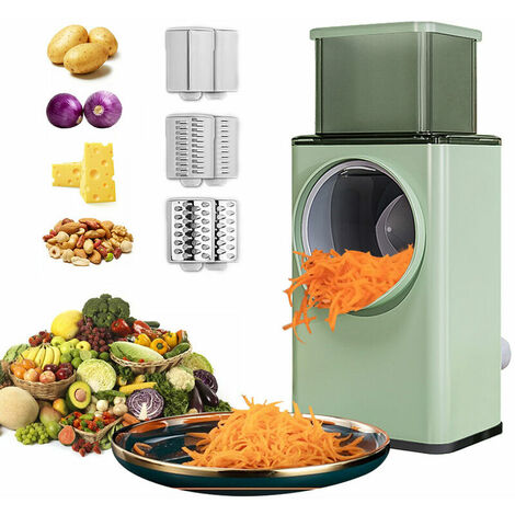 Coupe-légumes multifonctionnel hachoir rotatif râpe à fromage 3 en 1 déchiqueteuse trancheuse broyeur machine à salade avec lames de rouleau en acier inoxydable pour légumes fruits noix