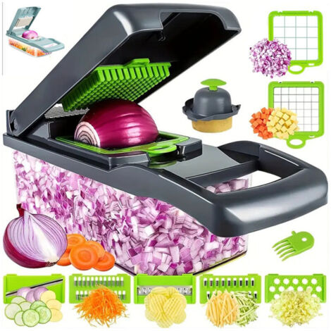 Coupe-légumes multifonctionnel pour la cuisine, trancheuse à pommes de terre et concombres, râpe, trancheuse, matériau ABS, coupe-légumes 15 en 1
