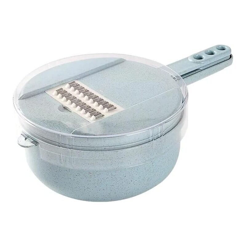 Coupe-légumes multifonctionnel, trancheur de légumes, hachoir à oignons (bleu clair) 12 pièces