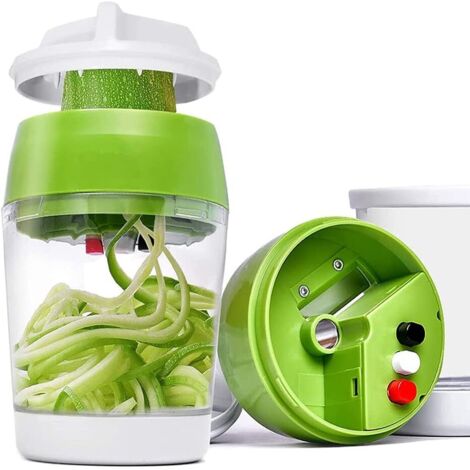 Coupe Légumes Spirale 5 en 1 Trancheuse Spiralizer Végétale Eplucheur pour Courgette Nouilles Spaghettis Tagliatelle Carotte Concombre commutable 3 lames pour Motif de coupe variable