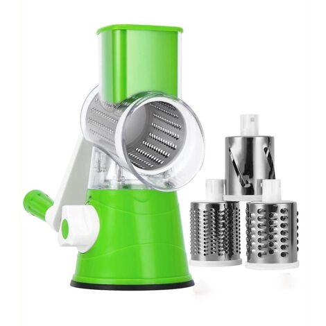 coupe-lgumes Multifonctionnel Hand Rock Drum (vert), Ustensiles De Cuisine Pour Trancher Les Fruits Et Lgumes, Avec 3 Accessoires