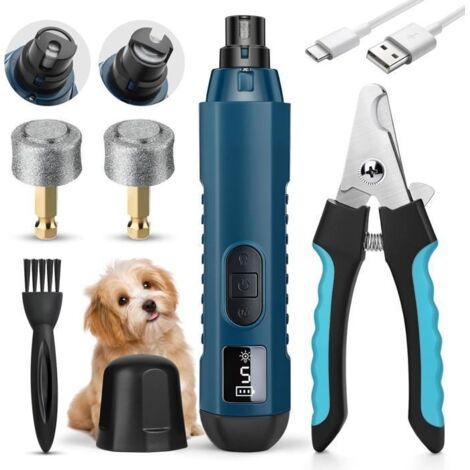 Coupe Ongle Chien Electrique, Lime à Ongle pour Chat Chien Petit Animal Coupe Ongle Electrique 2 Vitesses USB Chargeur Coupe