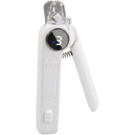 Coupe-ongles 2 en 1 pour animaux de compagnie avec lumière LED et affichage numérique, outil de coupe électrique sûr (blanc)