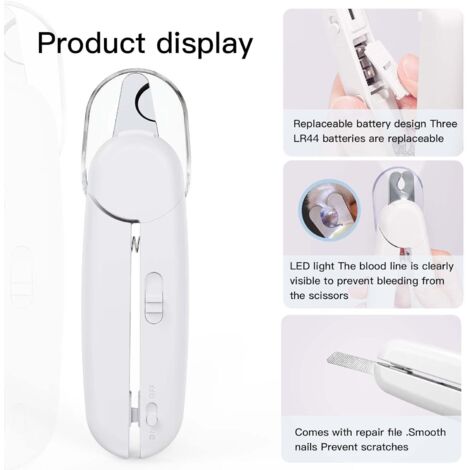 Coupe-ongles à lumière LED pour chiens et chats - Ciseaux à pattes pour chiens et chats - Avec lime à ongles et protection anti-éclaboussures