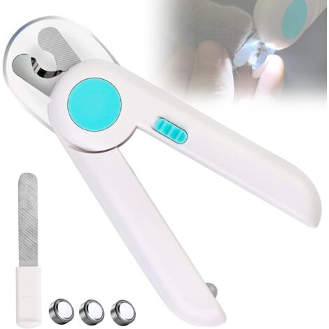Coupe-ongles pour animaux avec lumière LED bleu emballage anglais pour chiens et chats