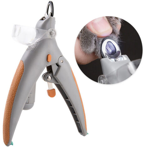Coupe-ongles pour chat pour animaux de compagnie, lumiere de remplissage a LED et ligne anti-coupure pour le sang avec loupe 5 fois (batterie integree dans l'expedition)