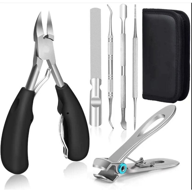 Coupe-ongles pour ongles épais et ongles incarnés pour personnes âgées Coupe-ongles à poignée souple en acier inoxydable avec lime à ongles