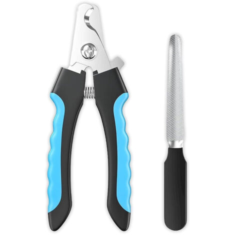 Coupe-ongles professionnel pour chiens et chats avec lime intégrée, modèle grande taille bleu et noir