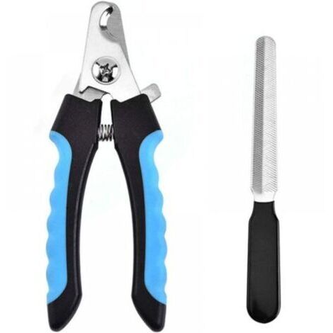 Coupe-ongles professionnel pour chiens et chats, coupe-ongles avec lime à ongles pour chiens, chats, oiseaux et pattes de toutes tailles, bleu et noir