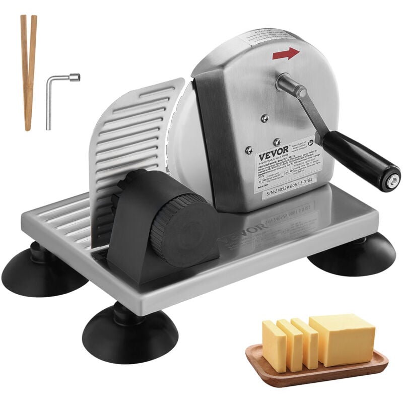 Coupe-pain manuel Vevor epaisseur de tranche reglable de 0 a 6 pouces, lame micro-dentelee durable en acier inoxydable, cadre en alliage dealuminium