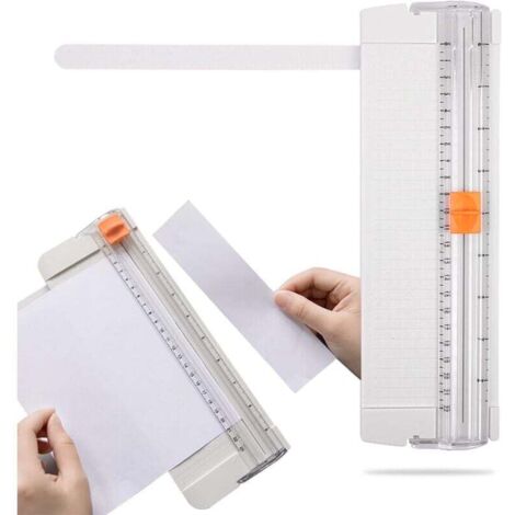 Coupe-papier A4, coupe-papier portable avec dispositif de sécurité automatique et règle latérale, convient pour le papier, les étiquettes, les cartes, le papier kraft et les photos.