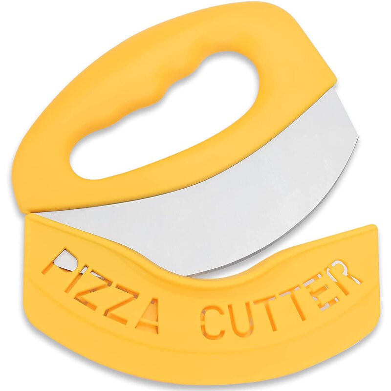 Coupe-pizza Premium Hachoir à pizza - Lame super tranchante Coupe-pizza en acier inoxydable Trancheuse à bascule avec gaine de protection Couteau à