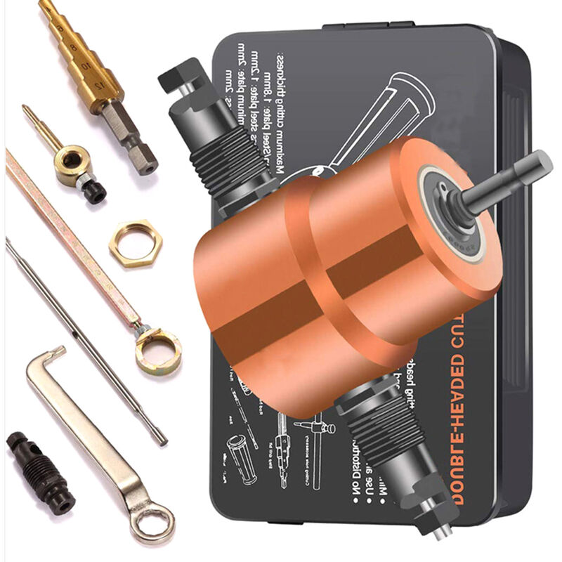 Coupe-scie à métaux à double pointe pour grignoteuse de tôle, fixation de perceuse réglable à 360 degrés, avec outils de coupe de poinçon