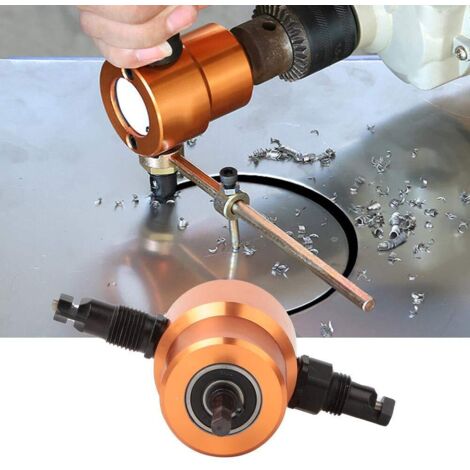 Coupe-tôle, 360 ° Double tête Coupe-tôle Versatile Nibbler Drill Outil de réparation de voiture de coupe de bricolage