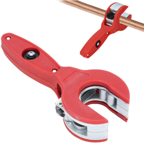 Coupe-Tube à Crémaillère 2 en 1 Compact pour PPR, Plastique, Cuivre, PVC et Métal (1/4 à 7/8 pouce) - Aluminium+ABS - Rouge