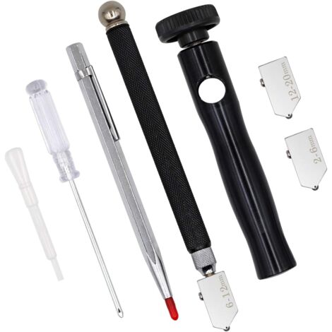 Kit Coupe-verre Professionnel 6 Pièces - Pour Verre 2-20mm - Avec Gravure Et Accessoires - Gants Inclus