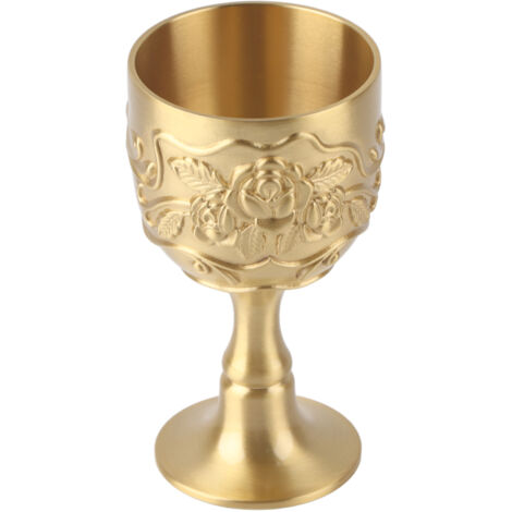 Coupe Vintage en Laiton avec Rosace en Relief pour Vin, Whisky ou Thé au Lait - Idée de Verre à Shot pour Fêtes