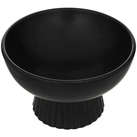 Coupelle en céramique noire et pied conique strié D 22 x P 14 cm - Atmosphera