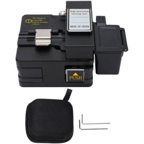 Couperet à fibre optique Lame en acier au tungstène Angle de coupe de 0,6 ° 16 points 50 000 fois Coupe-câble optique 3 en 1 avec boîte à déchets pour FTTH