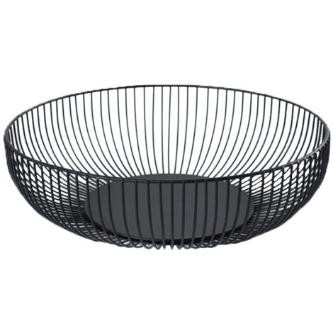 Coupes à fruits, corbeille à fruits noire en métal, forme arrondie - Coupes à fruits, corbeille à fruits noire en métal, forme arrondie