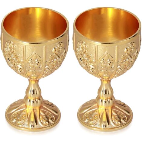 coupes dorées, verres à vin vintage en métal gaufré, verres à craie vintage, verres à vin courts gaufrés faits main, verres à vin
