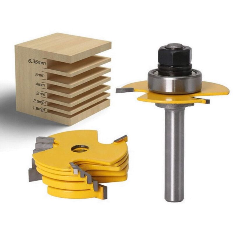 ZVD - Coupeur de Biscuits Réglable - Ensemble de 6 Pièces avec Fente de 8mm et Profondeur de Coupe de 1/2 Pouce pour Routeur à Bois