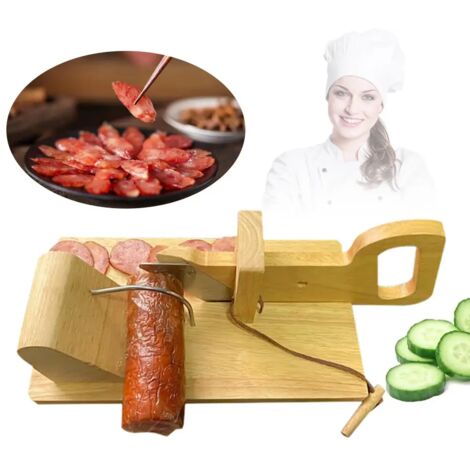 Coupeuse de saucisses en bois Machine à couper les saucisses Guillotine à saucisses Coupeuse de salami