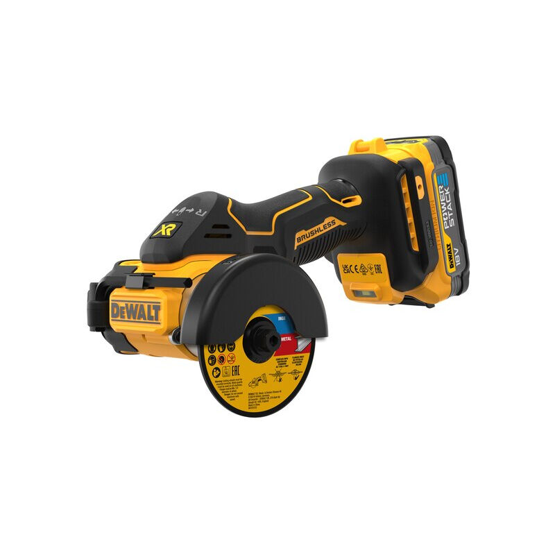 DeWALT Outillage - Meuleuse universelle sans fil 18V, 2 batteries 1.7 Ah POWERSTACK, chargeur DCS438E2T