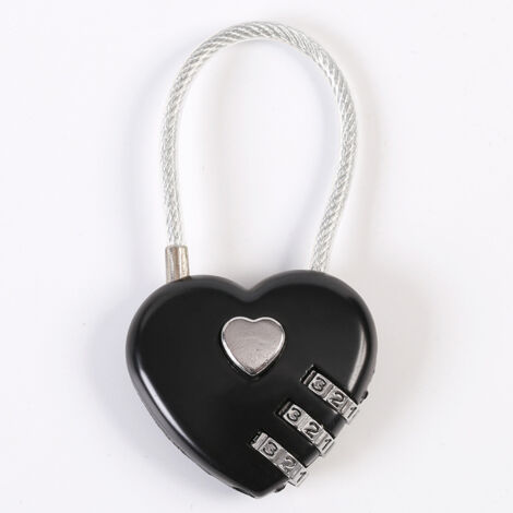 Couple de Cadenas, en Forme de Coeur à 3 Chiffres Combinaison de Code Bagage Verrouiller Le Mot de Passe Sécurité Couple de Cadenas pour Valise,Sac à Dos,boîte à Bijoux,vestiaire,vestiaire(noir)