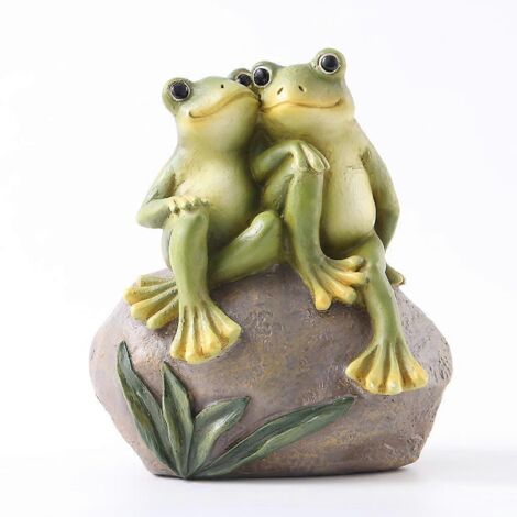 Couple de grenouilles sur pierre, figurines en résine, ornement, sculpture animalière romantique, décoration pour la maison, le bureau ou le jardin.