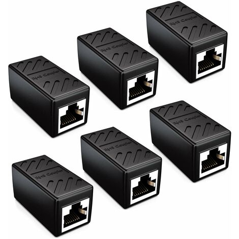 Coupleur Connecteur de Câble Câbles de Réseau Câble Patch Câble Ethernet Adaptateur Modulaires Blindée 2x Prise Femelle RJ45 DSL LAN Noir