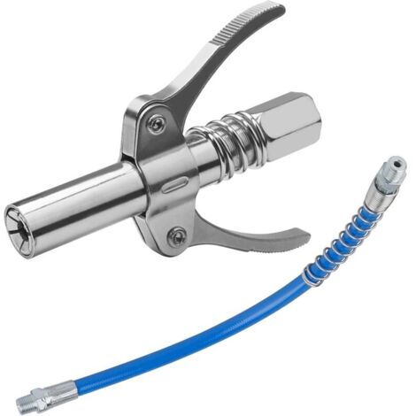 Coupleur Pistolet à Graisse pour Tous Les Types, Embout Pompe a Graisse avec 10000 PSI Tuyau de 30cm pour Électriques, Pneumatiques et Manuelles, Double Poignée